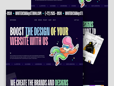 WhiteDsgn - Studio Agency Landing Page 3d animation branding design graphic design illustration logo motion graphics ui ui ux uidesign user experience user interface design userinterface web design