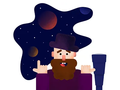 Man Watching Space affinitydesignerapp art character clean design designer drawing flat illustration ipad space man planet sky stars telescope vectorart