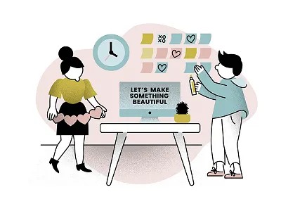 Let's Make Something Beautiful Together agency artdeco cactus collaboration designer illustration productdesign teamwork uiuxdesign valentines day website