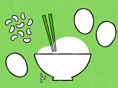 f o o d beans editorial eggs food illustration line work rice