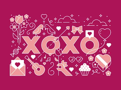 xoxo illustration love valentine