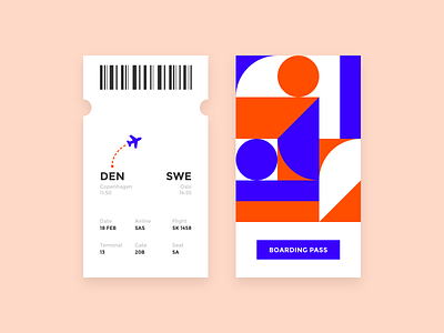 Daily UI #024 / Boarding pass 024 adobe xd airport app blue boarding boardingpass branding challenge daily daily 100 challenge daily ui design illustration illustrator orange typography ui ux vector