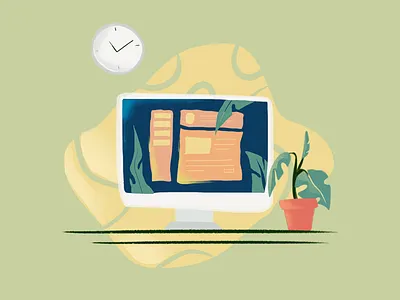 Workplace!! app art dailychallenge flat graphic art illustrations landingpage onboarding procreate style ui ux website banner