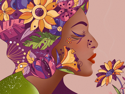 Sunflower beauty character design cute face feminine flat floral flower girl hiwow illustration portrait sunflower vector woman