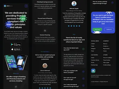 AlimBank: Responsive Landing Page app bank banking blue company dark green islamic landing mode networthy new page payment popular premium responsive trending ui ux