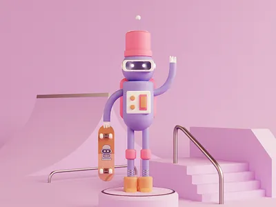 Robot 3d bender cinema cinema 4d design illustration robot robotic skate skate board
