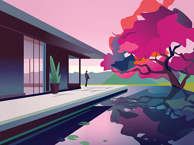 A lonely man - illustration clean colors design illustration