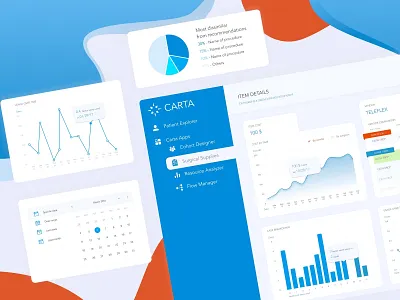 CARTA app / Dashboard UI elements analyse app blue calendar chart color dashboard design diagram graph interface medical app ui ui ux web web app web design