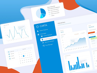 CARTA app / Dashboard UI elements analyse app blue calendar chart color dashboard design diagram graph interface medical app ui ui ux web web app web design