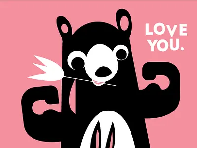 Bear And Rabbit animals bear cute family happy illustration love nature rabbit valentines day