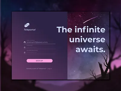 DailyUI 001 - Sign up dailyui dailyui001 design fui galaxy illustration teleport ui web