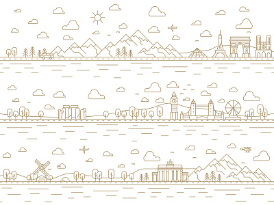 Landmarks illustration icons illustration into landmark simple stroke