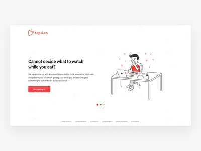 Tepsi.co Project binge branding clean design designers development drawing icon illustration landing layout logo minimal project tepsico ui ui design ux watch web design