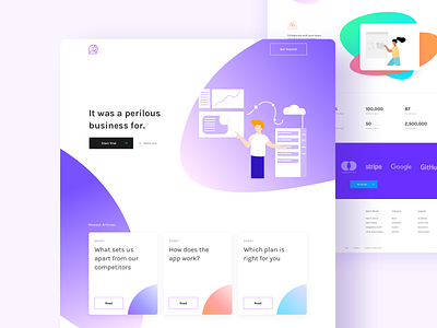 Cloud Service Landing Page clean gradient illustration landing site startup ui website