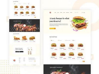 Burger King Website Redesign Concept burger king burger menu burgers clean design flat header header exploration landing page minimal simple ui uidesign user experience design user interface ux web design web ui website white