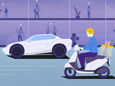 Fast delivery! 2d art 2d character 2d design animation car charachters character character design courier delivery design designer explainer explainervideo flat illustration illustrator motion scooter vector