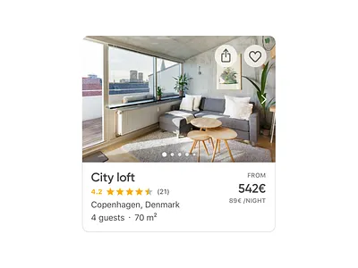 Apartment card 💎 apartment app app design card daily holidu interaction design ios list list item list page list ui list view micro interaction rental travel ui uidesign ux vacation