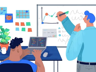 Web Illustrations for Tech Startup art busines cartoon corporate design developers editorial illustration illustration modern office programmers start up style web illustration