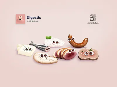 Meat, fish and substitutes food game illustration mobile games