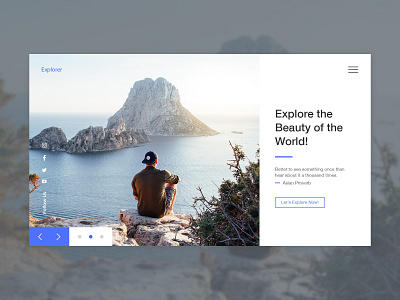 Explorer - Hero Banner | Web UI apps development creative design dribbble explorers free free psd freebie freebie psd hero area hero banner home page design journey life tourist travel uidesign user center design web web design company world