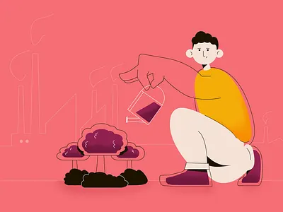 Green Party air character characters city eco ecologic ecological ecology explainer explainer video factory fog green greenpeace illustration life pollution smog town tree