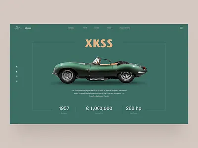 Juguar Classic Xkss car concept design juguar ui web
