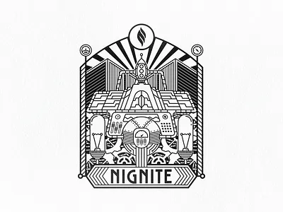 Nignite Job Fair Illustration art deco branding clean design geometric illustration logo negative space retro futurism steam punk technology vector