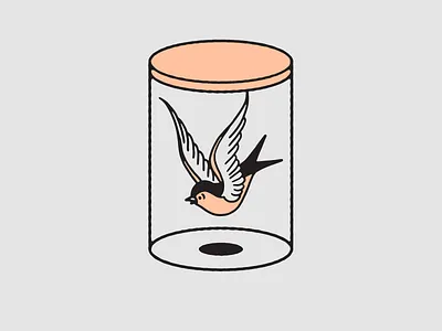 Sparrow In A Jar black and white design ignorant illustration sparrow tattoo tattoo art traditional tattoo