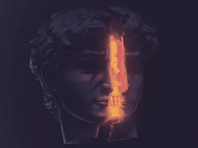 Cut open David david illustration light skeleton statue stone