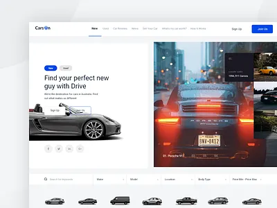 Car Sales Website app buy car cars clean design interface landing minimal new page portal sale search ui used ux vehicle web website