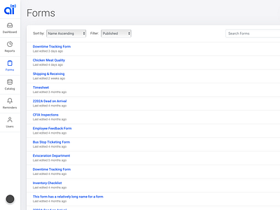 Agyle Dashboard - Form List app design dashboard design filtering forms forms list framerx list view search sorting ui ux