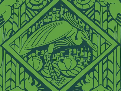 Wacker Tower art deco deco heron illustration