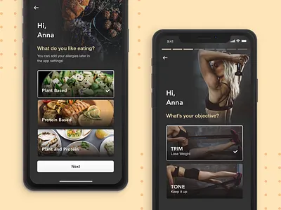 User Onboarding app card fitness flat ios minimal mobile app mobile ui nutrition onboarding ui ux