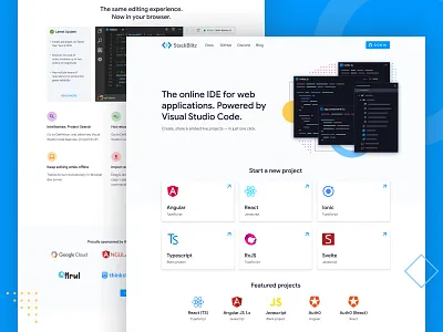 Stackblitz app code code editor figma flat hero ide illustration landing landing page online app sales sales page web webflow