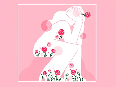 flourish abstract brutalism character design flat girl illustration product spring