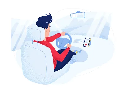 Car - app concept app car character comfort driving home illustration line man navigation red smartphone vector
