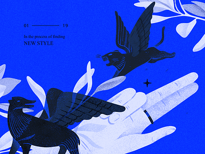 In the process of finding new style (part 1) blue character cover digital download freebies gradient header hero illustration light noise stroke team texture ui web