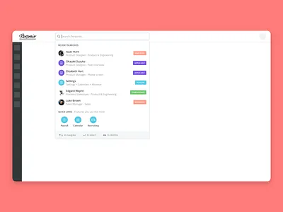 Personio's new search clean component design system design team desktop hackaton interface link minimal new personio search search bar search box ui ux web