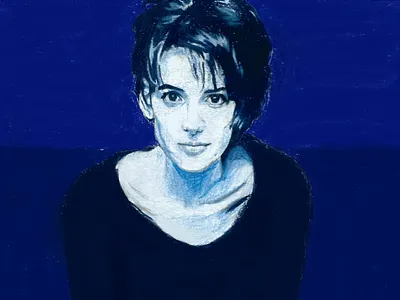 Winona Ryder (Blue skin) art artwork blue coloful design drawing famous design flat illustration painting pop pop art pop culture prismacolor vector winona ryder