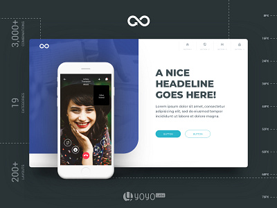 Header Styles Collection design header hero section landing page multipurpose sketch sketchapp template ui ui kit ux web website