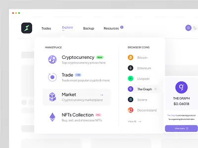 Defi Marketplace Dashboard asset clean company components dasbhboard defi finance financial interface landing market marketplace platform saas software startup trading web design website wireframe