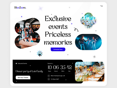 Event Planner Web Concept: BlooZoom calender clean event branding event landing page event listing event management event planning events find event homepage management meet ups organization schedule task ticket ui uiux web design website concept