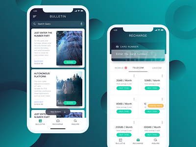 Information - top up App flow inquire news app recharge ui