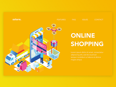 Landing #07 design flat illustration isometric isometric design landing landing page logo modern typography ui ux vector web