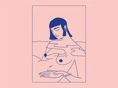 Water Healing calm female healing illustration lineart mentalhealth relax spiritual water