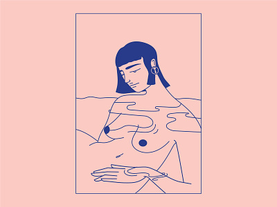 Water Healing calm female healing illustration lineart mentalhealth relax spiritual water