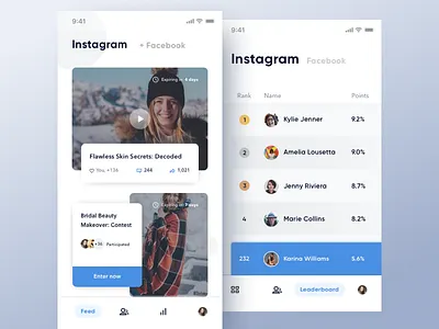Feed & Leaderboard app clean dailyui design feed fun leaderboard minimal people socialmedia typography ui ux