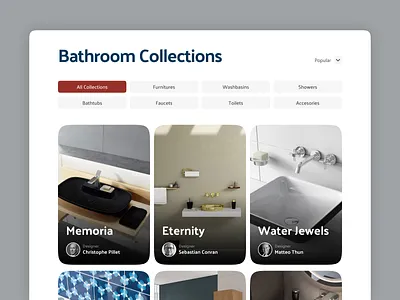 Vitra Website Bathroom Collections bathroom cards cards ui design filter home shopping tags ui ux ux ui web