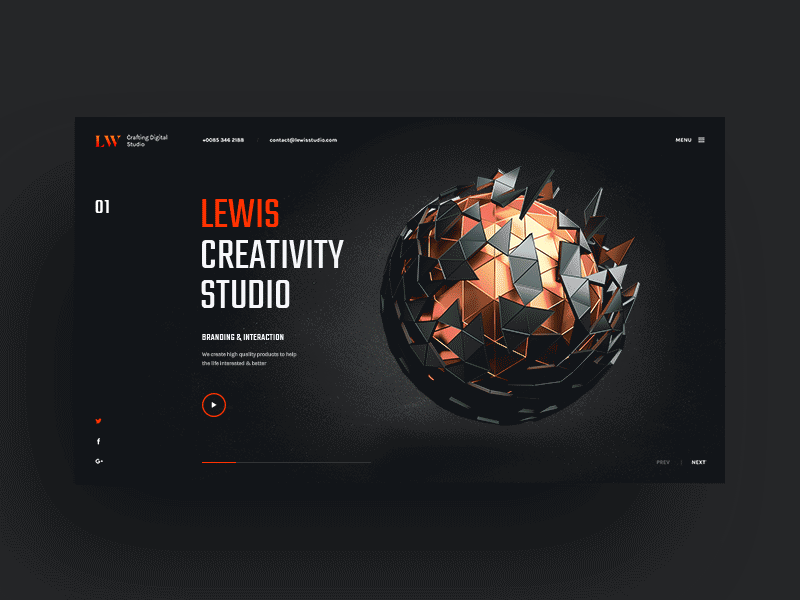 Lewis Studio - Horizontal Parallax Scrolling agency branding envato horizontal minimal parallax portfolio studio theme