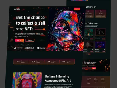 Nft collection website landing page crypto landing page nft token ui user interface ux webdesign website